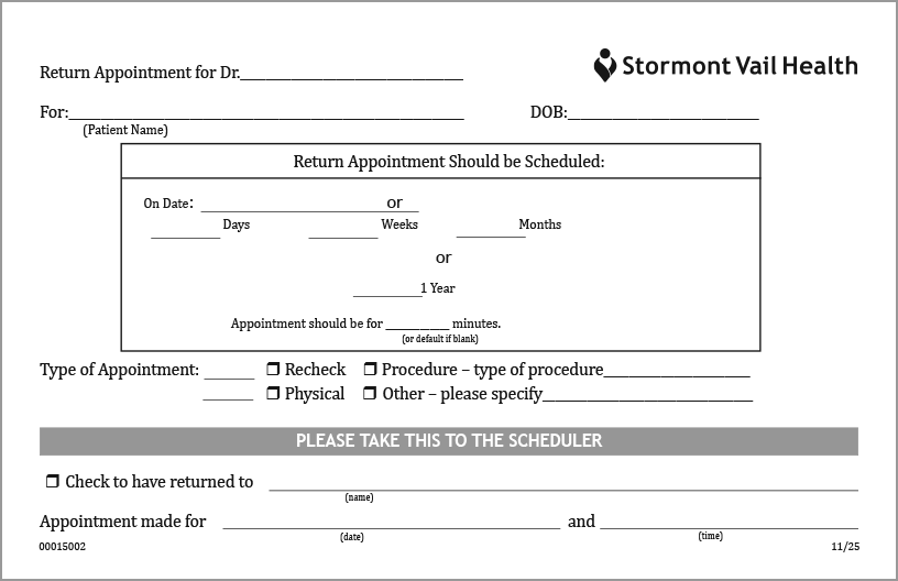 15002 - Return Appointment Phone Message